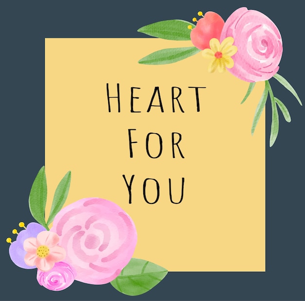 Heart for you with Watercolor floewer vector