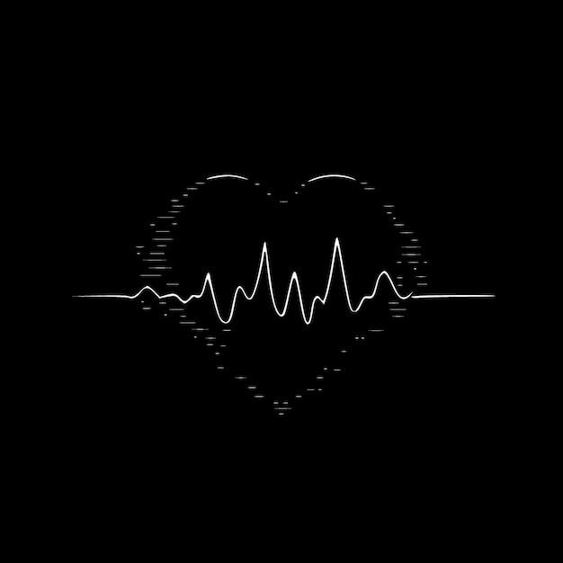 Черно-белая изолированная икона сердцебиения, векторная иллюстрация