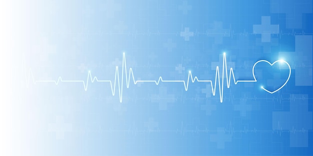 심장 박동 건강 관리 및 과학 아이콘 의료 혁신 개념 배경 벡터 디자인.