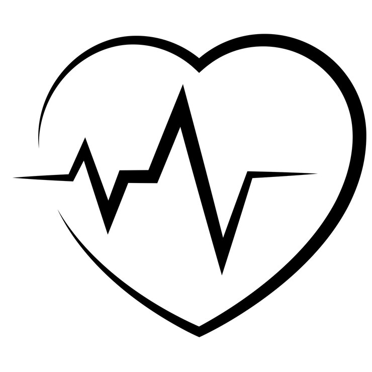 Vector heartbeat in heart black outline