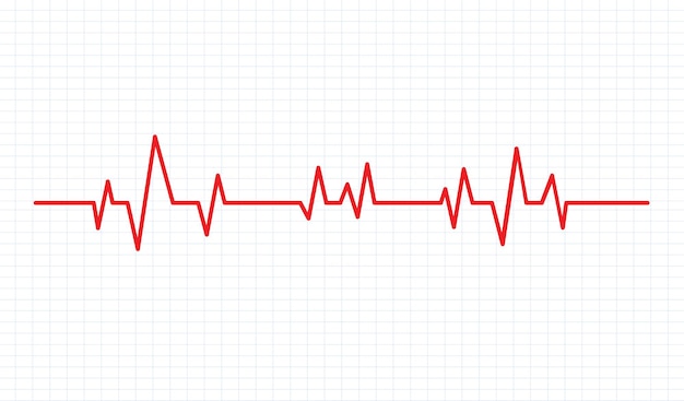 白い背景に隔離された心拍線 脈拍モニター 心臓病 ベクトルイラスト