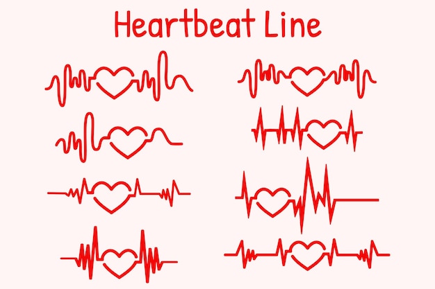 Vettore heartbeat love line set di progettazione