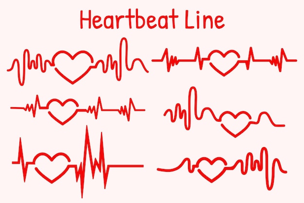 Vettore heartbeat love line set di progettazione