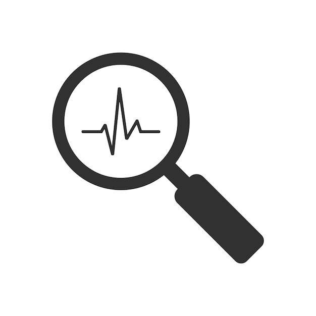 Heartbeat in magnifying glass icon isolated on white background Vector illustration