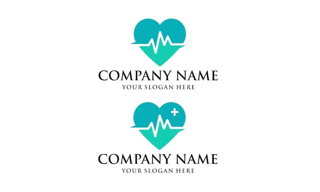 Vector heartbeat medical logo designs