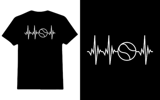 Vector heartbeat with tennis tshirt design