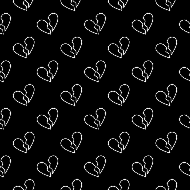 Vector heartbreak vector concept dark outline seamless pattern