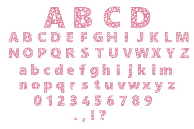 Vector heartfelt blooms display alphabet