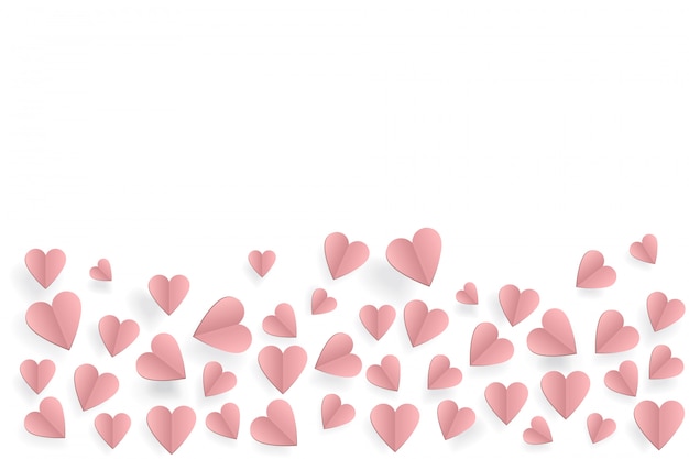 Vector hearts on abstract love with paper cut hearts