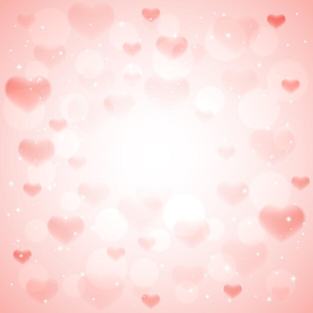 Вектор Сердца и блестящие звезды на розовом фоне, иллюстрация.