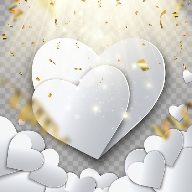 Hearts are isolated on a white, transparent background.