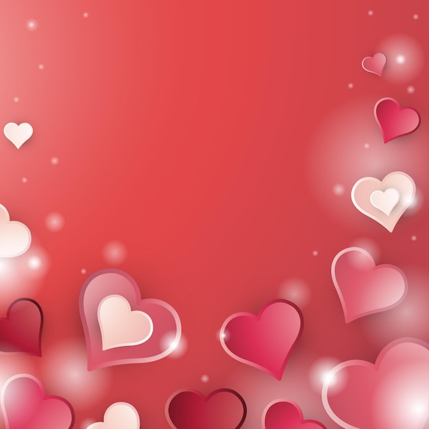 Hearts Background  3D Illustration for Valentine's Day