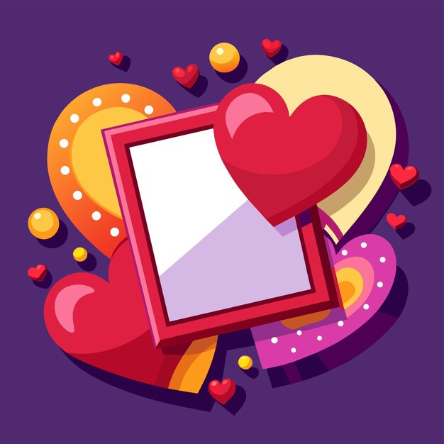 Hearts border and frame hand drawn cartoon character sticker icon concept isolated illustration