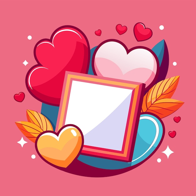 Vector hearts border and frame hand drawn cartoon character sticker icon concept isolated illustration