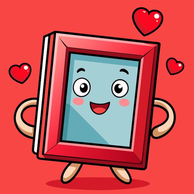 Hearts border and frame hand drawn cartoon character sticker icon concept isolated illustration