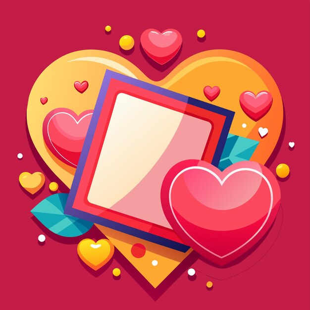 Vector hearts border and frame hand drawn cartoon character sticker icon concept isolated illustration