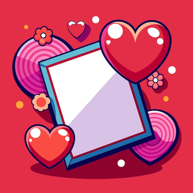 Hearts border and frame hand drawn cartoon character sticker icon concept isolated illustration