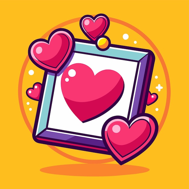 Hearts border and frame hand drawn cartoon character sticker icon concept isolated illustration