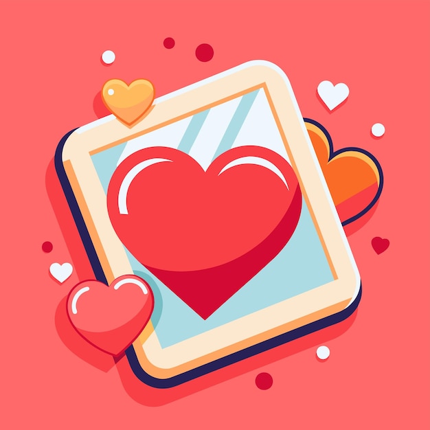 Hearts border and frame hand drawn cartoon character sticker icon concept isolated illustration