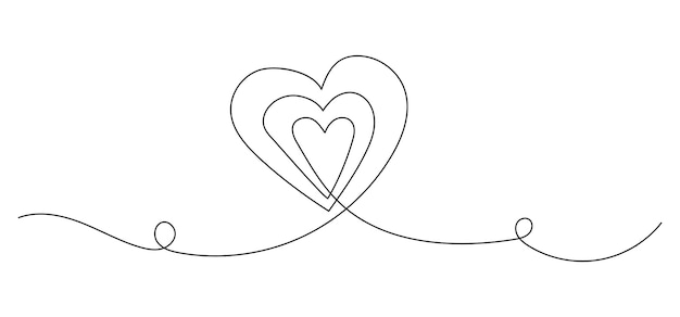 Vector hearts continuous line drawing sketch vector