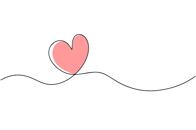 Vector hearts continuous line drawing trendy minimalist illustration one line abstract drawing