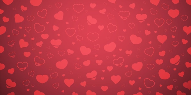 Vector hearts dark red background valentines card design illustration