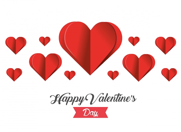 hearts decoration with happy valentine celebration