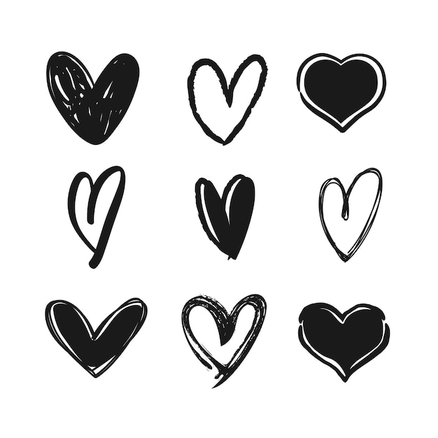 Hearts doodles hand drawn heart shape icons