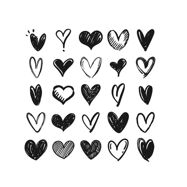 Vector hearts doodles hand drawn heart shape icons