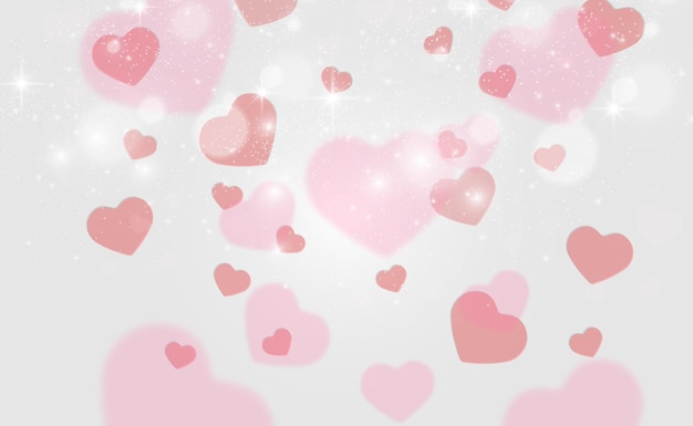 Hearts falling on background