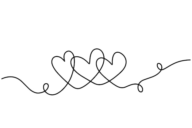 Vector hearts family group continuous line art drawinga metaphor for the idea of family love happy family abstract symbol for minimalist trendy contemporary design