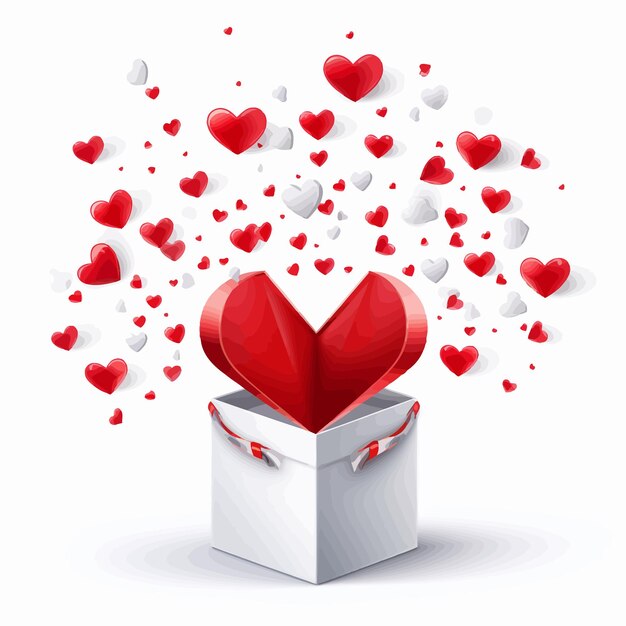 Vector hearts_flying_out_from_3d_heart_shaped_open_gift