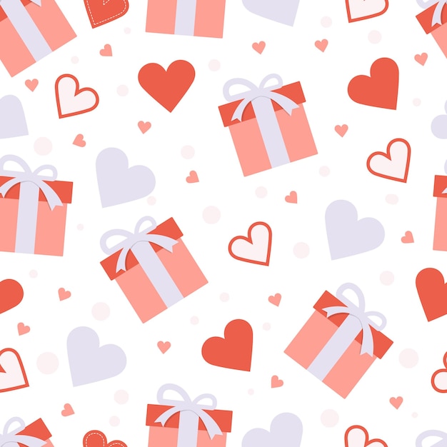 Hearts and gift boxes seamless pattern