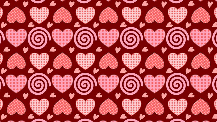 Vector hearts and hearts on a red background