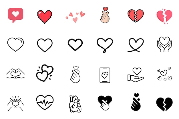 Vector hearts icon set pack