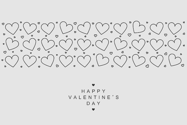 Hearts icons banner background Happy valentines day card in doodle style Hand drawn illustration