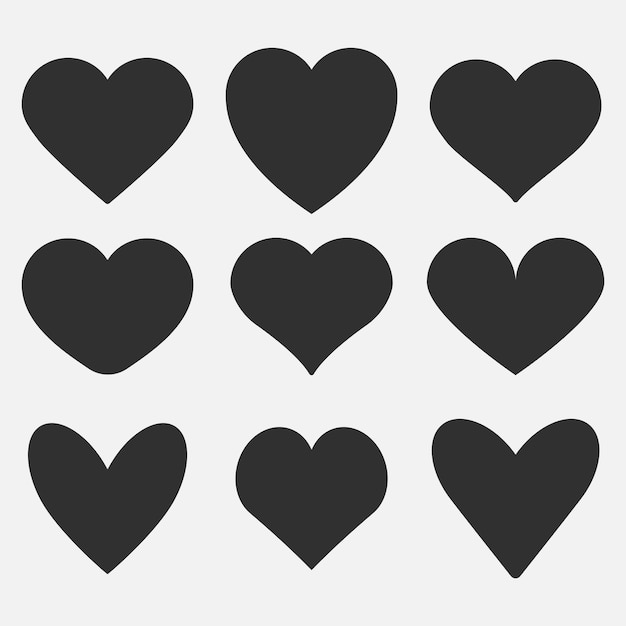 Hearts icons set isolated on white background Vector illustration