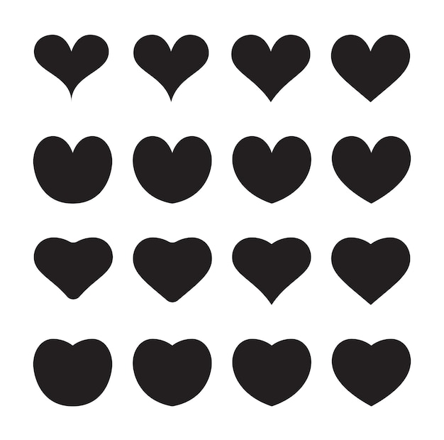 Набор иконок "Сердца" на День святого Валентина в феврале. Может использоваться для медицины или фитнеса.
