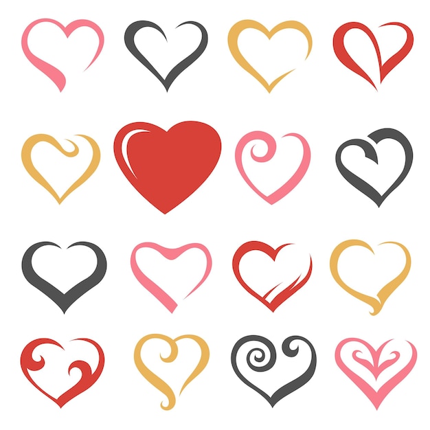 Vector hearts icons set