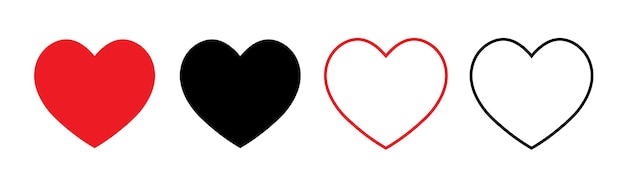 Hearts isolated on white Hearts in linear and flat Love icon Valentines day signs or symbols Vector illustration