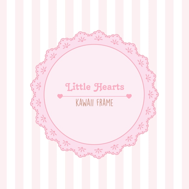 hearts and lace frame with pink and white stripes seamless pattern