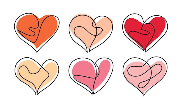 Hearts line art collection