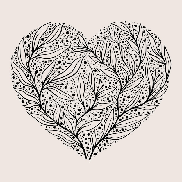 Hearts mandala zentangle style isolated on white background