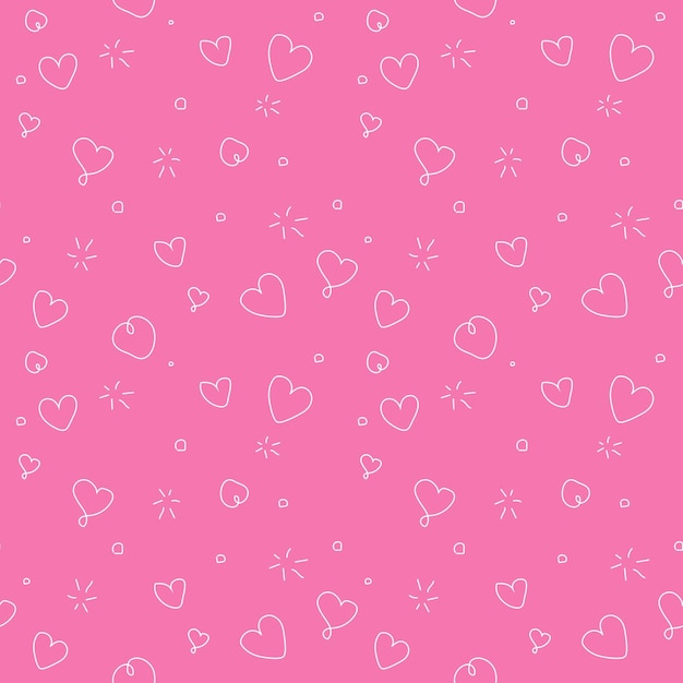 Hearts on pink background seamless pattern