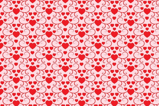 Vector hearts repeating background heart swirl seamless pattern red love romantic texture valentines day