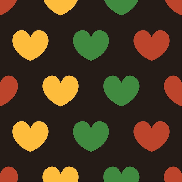 Hearts seamless pattern in national African colors