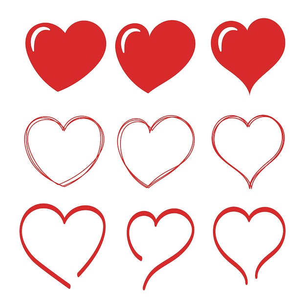 Vector hearts set in multiple styles