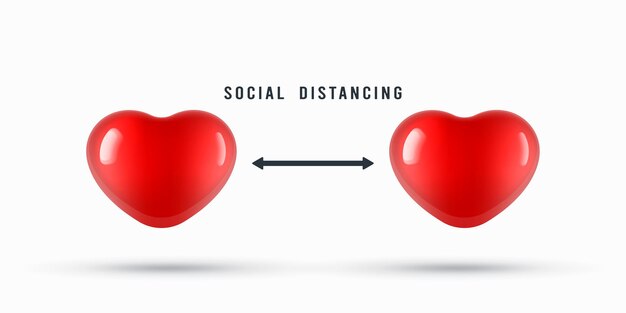 Hearts for social distancing notice  illustration