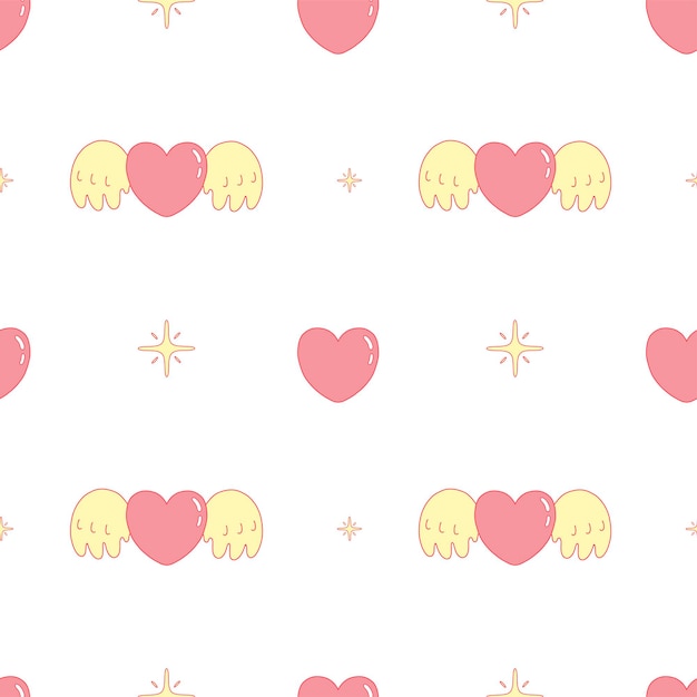 Vector hearts and stars on the seamless pattern y2k vector illustration