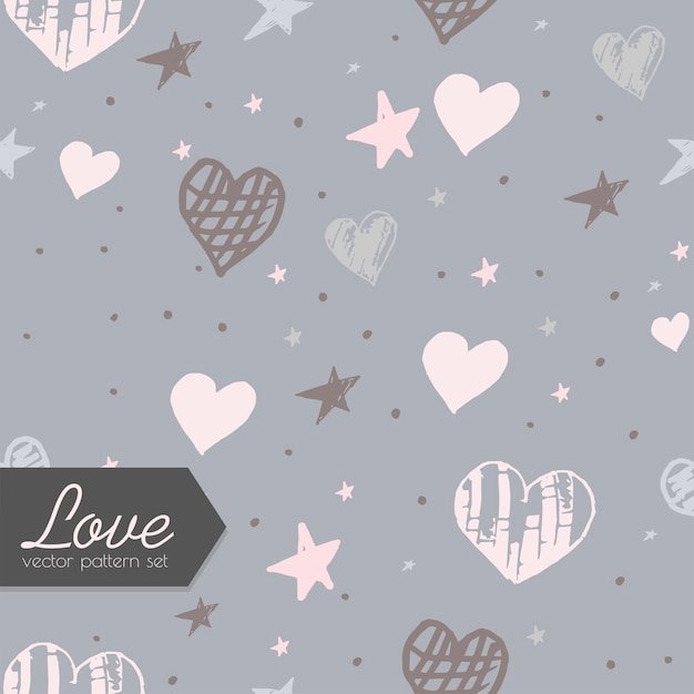 Hearts and stars seamless pattern